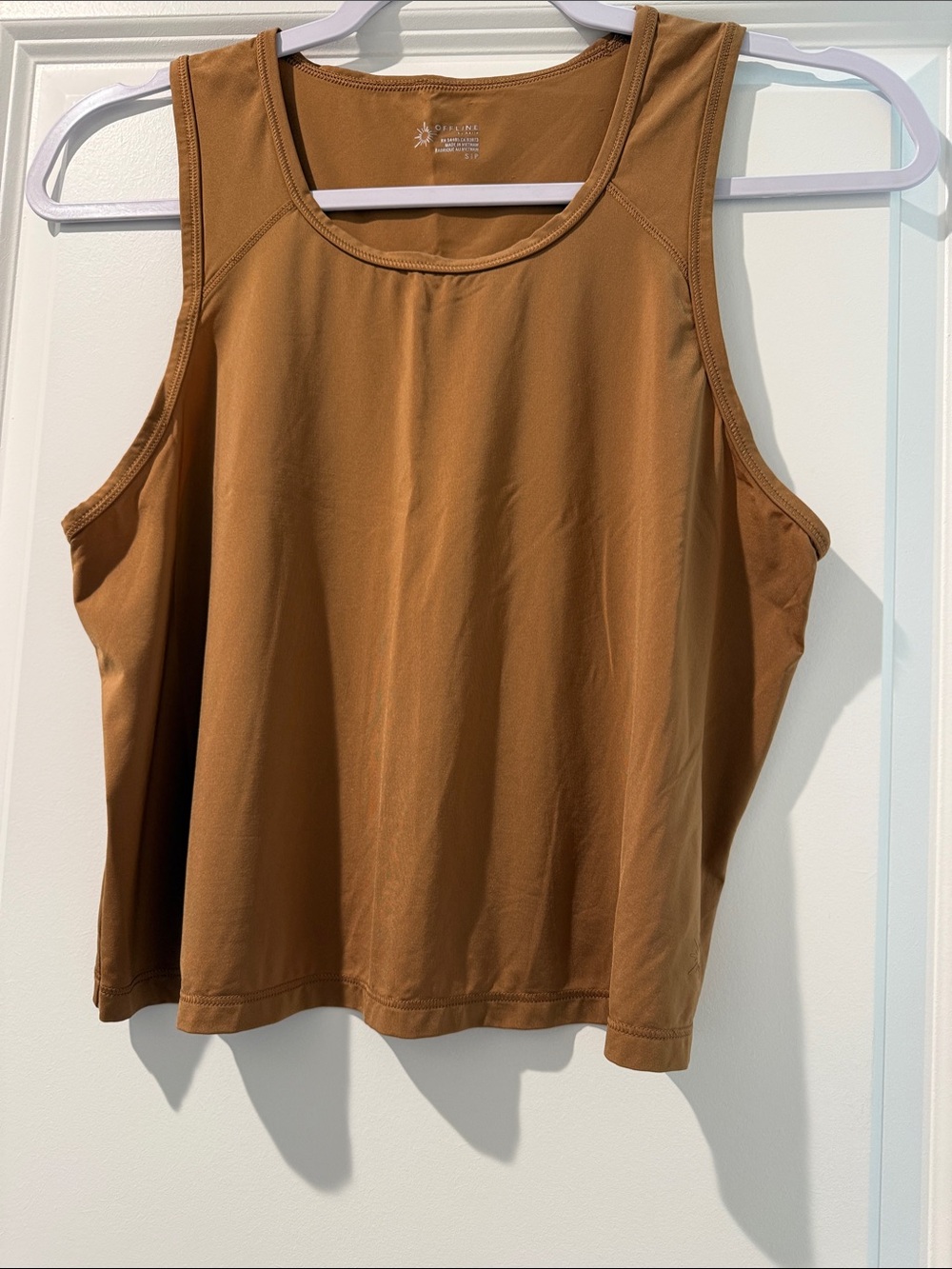 Offline by Aerie Cinnamon Brown Active Scoop Neck Tank